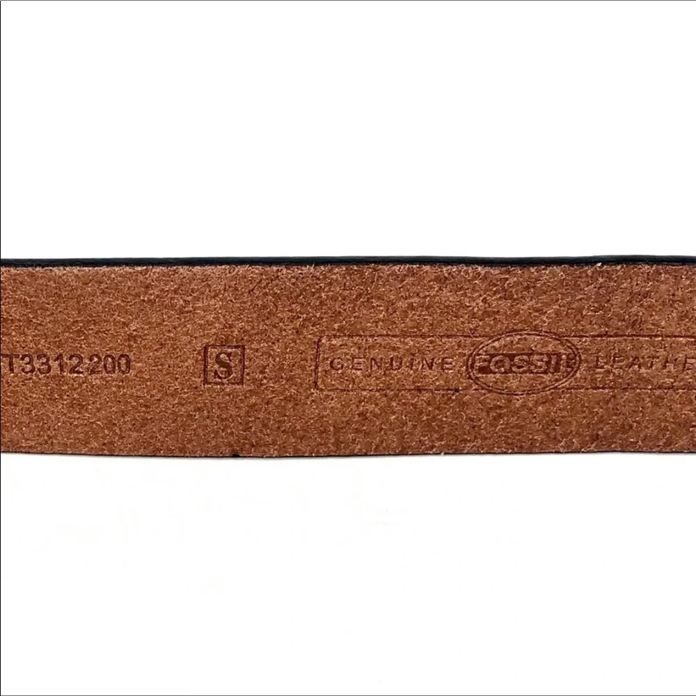 Fossil 2” Leather Belt With 3” Mother of Pearl Buckle Size Small